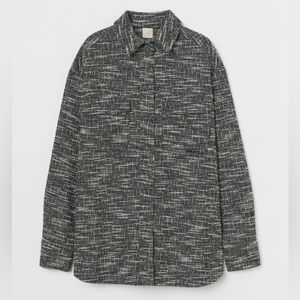 Oversized shacket/over shirt in black/white melange